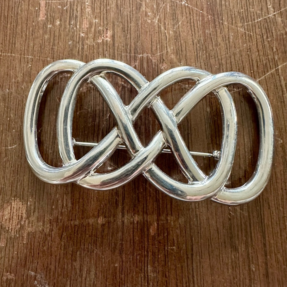 Silver Interlocking Brooch